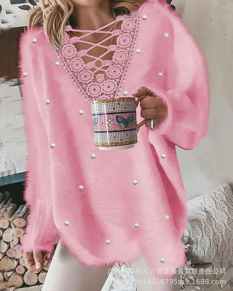 Slim Hollow Round Neck Sweater - 2023 Autumn/Winter Collection