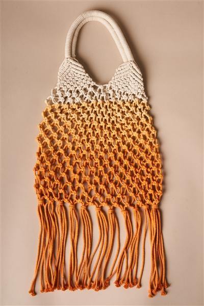 Orange Cotton Net Fringe Fashion Bag /1 Bag Boho Chic Vibe ** Free Shipping** - Simpleaholic