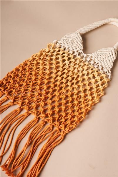 Orange Cotton Net Fringe Fashion Bag /1 Bag Boho Chic Vibe ** Free Shipping** - Simpleaholic