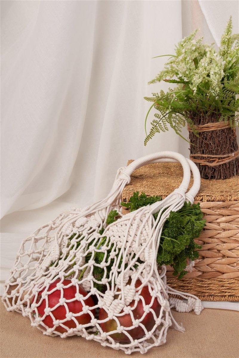 Ivory Fashion Cotton Fringe Net Bag /1 Bag- ** Free Shipping** - Simpleaholic