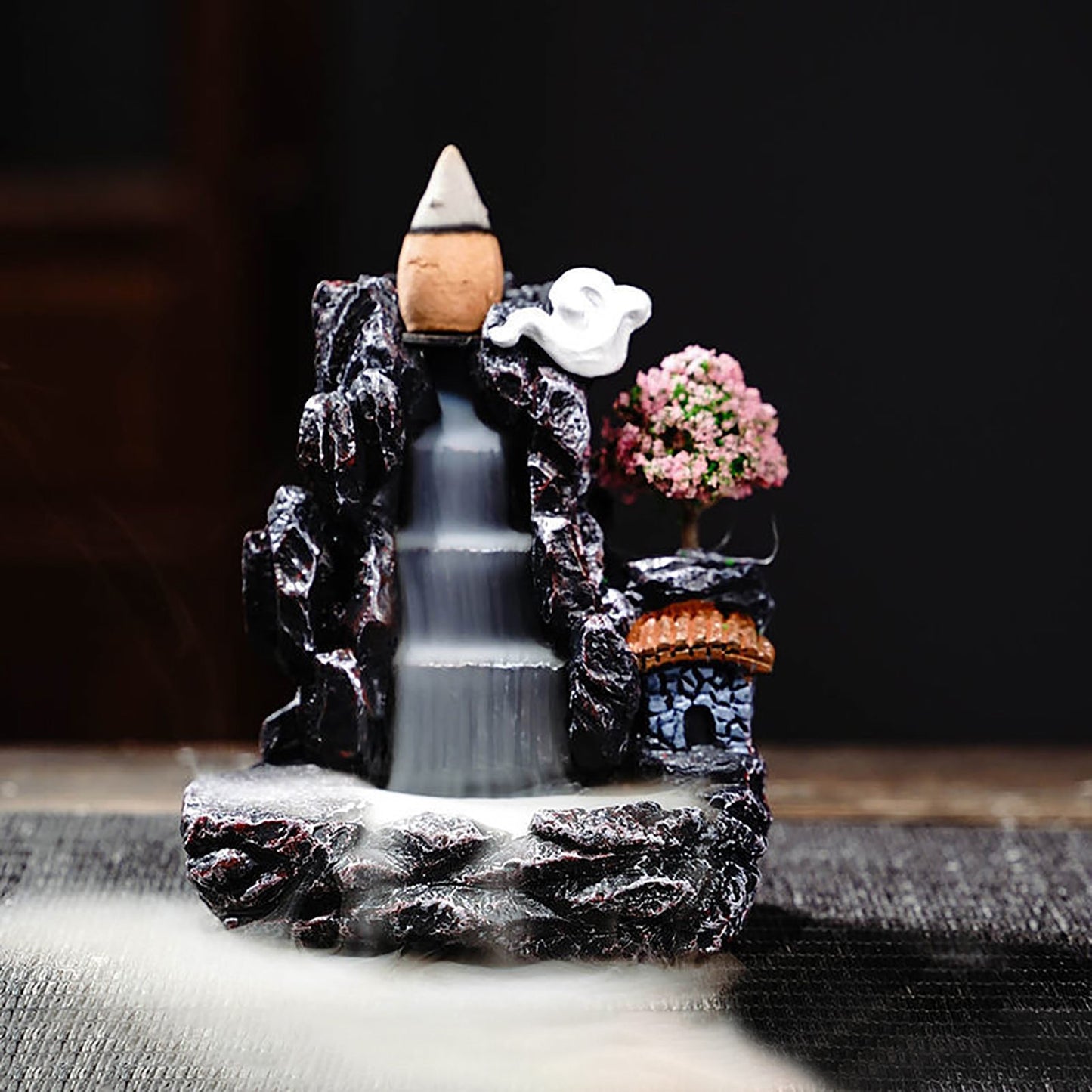 Small Waterfall Incense Burner Resin Backflow Incense Holder For Incense Cones