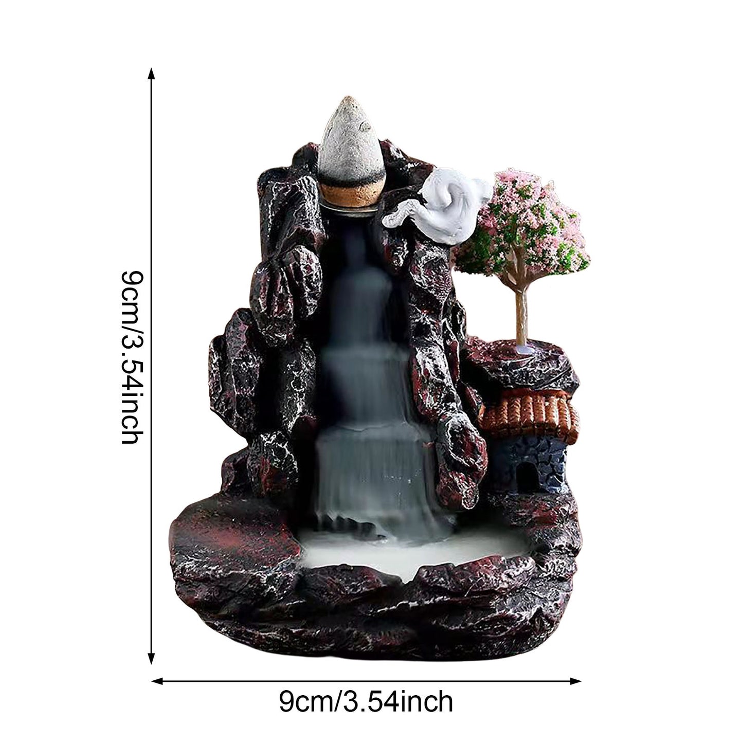 Small Waterfall Incense Burner Resin Backflow Incense Holder For Incense Cones
