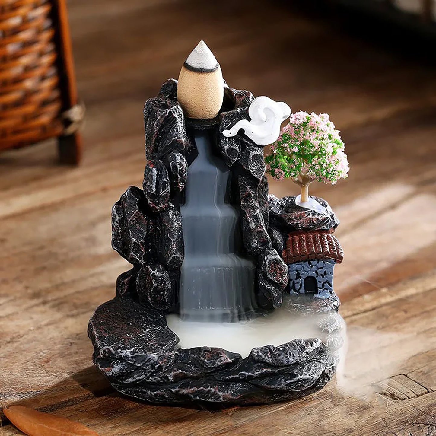 Small Waterfall Incense Burner Resin Backflow Incense Holder For Incense Cones