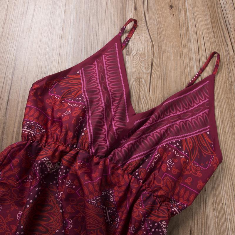 Simpleaholic product_description 2021 Women Dress Boho Vintage Sundress Maxi Floral Print Midi Sleeveless Deep V-Neck Loose High Waist Summer Beach Clothes .