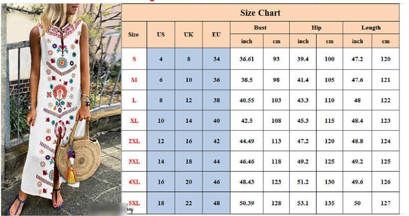 Women Dress Boho Floral Print Sleeveless Summer Party Long Maxi Elegant Lady Holdiay Beach Sundress Split Female Clothing - Simpleaholic