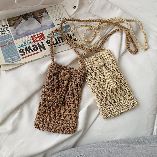 Ladies Vintage Straw Rope Summer Vacation Travel Woven Small Crossbody Bags - Simpleaholic