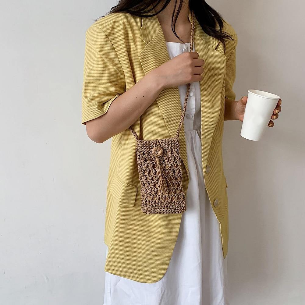 Ladies Vintage Straw Rope Summer Vacation Travel Woven Small Crossbody Bags - Simpleaholic