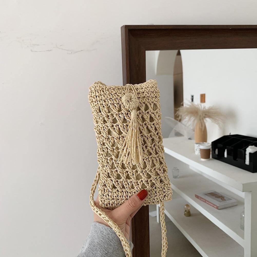 Ladies Vintage Straw Rope Summer Vacation Travel Woven Small Crossbody Bags - Simpleaholic