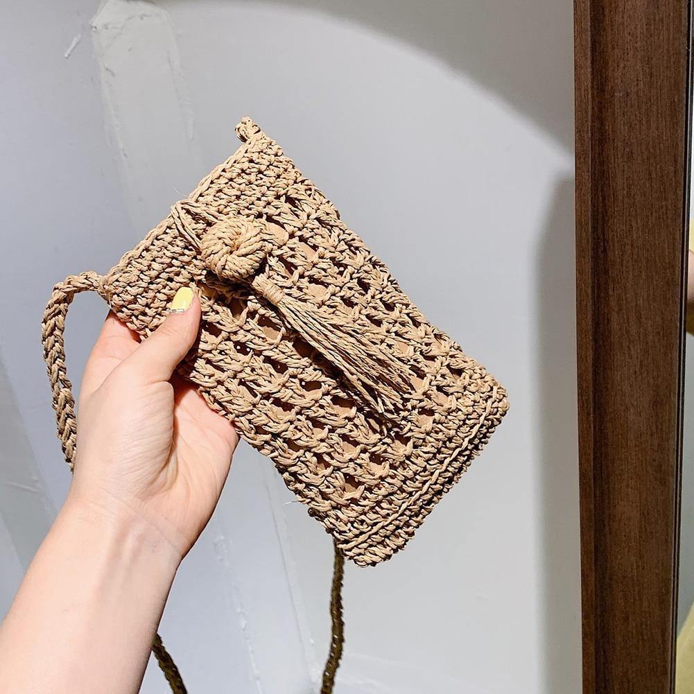Ladies Vintage Straw Rope Summer Vacation Travel Woven Small Crossbody Bags - Simpleaholic