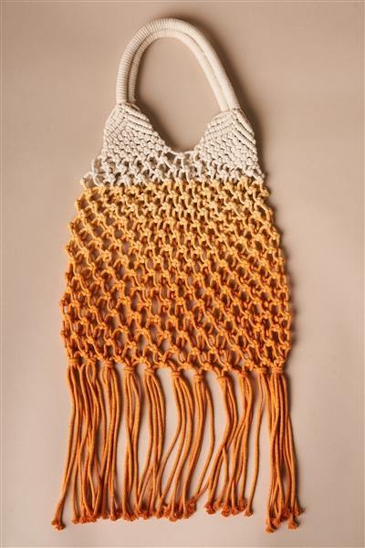 Orange Cotton Net Fringe Fashion Bag /1 Bag Boho Chic Vibe  ** Free Shipping** - Simpleaholic